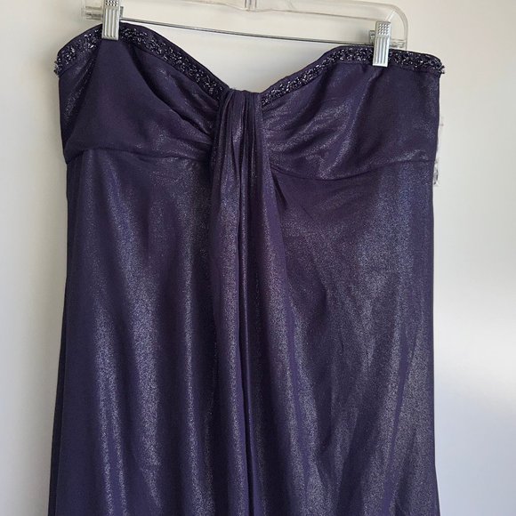 NWT $159 David's Bridal Lapis FogFoil Split Front A-Line Dress Beading Size 16 - Picture 3 of 13